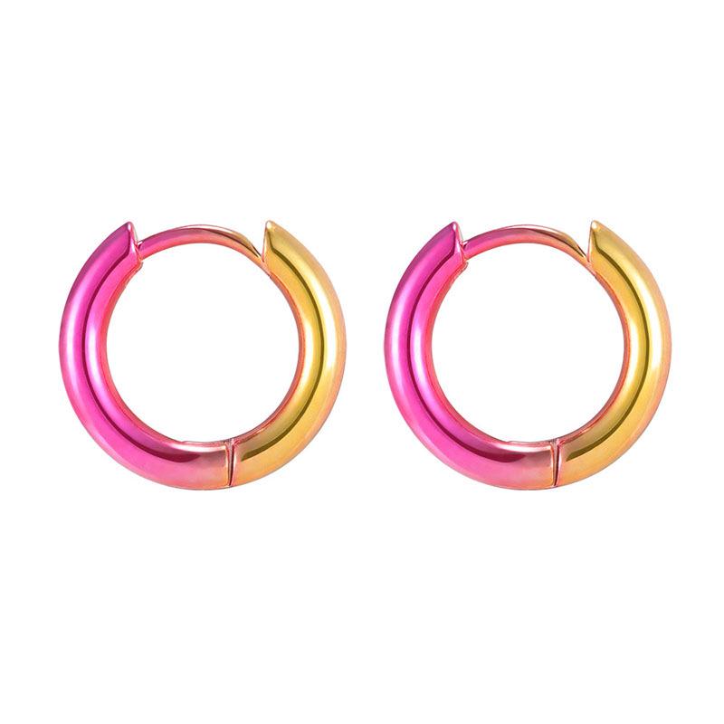 Boucles d'oreilles créoles colorées en acier titane pour hommes et femmes - Manchettes d'oreilles tendance été 2022