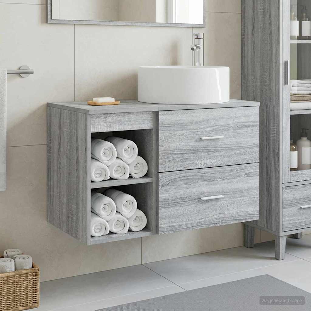 Bathroom Furniture Set 2 Pcs Grey Sonoma Particleboard