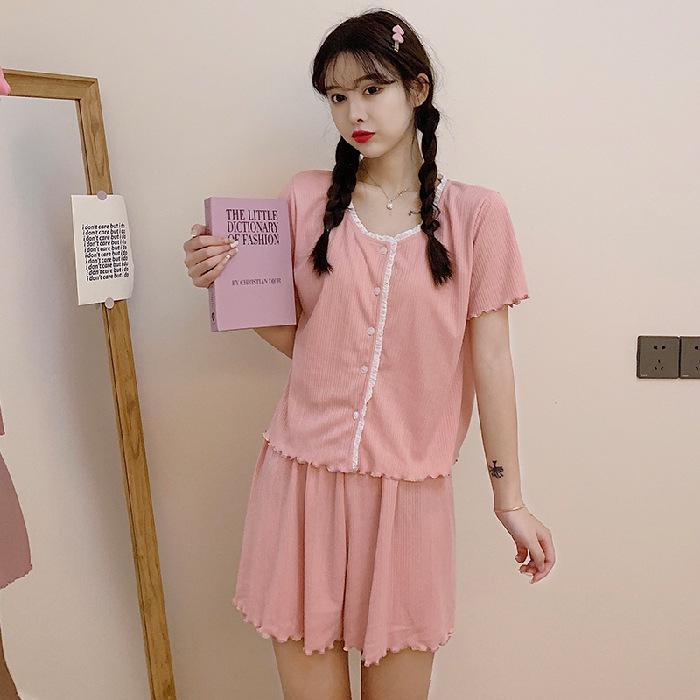 

Женский пижамный комплект в корейском стиле на лето 2024 года: Топ с короткими рукавами и шорты для милого, универсального образа Double Extra Large (XXL)