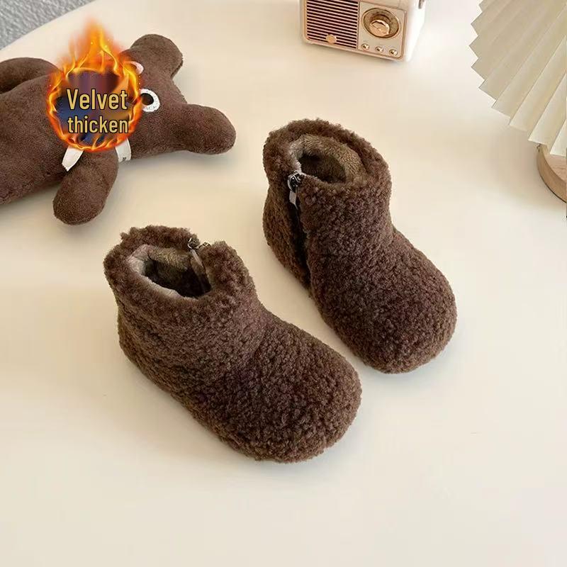 Children's Fur-Lined Snow Boots - Warm Velvet Winter Short Boots for Girls
