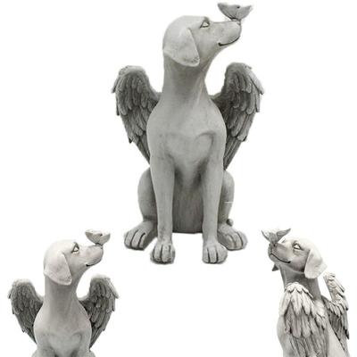 Angel Dog Memorial Statue Pet Puppy with Wing Figurine Sculpture Home Decor