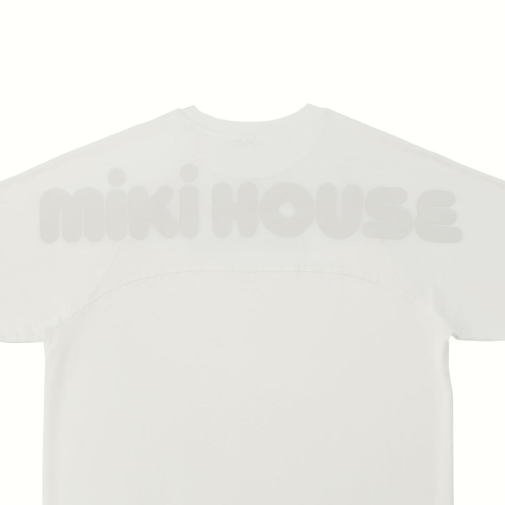 For for Boys and L White [Miki House] Web-exclusive Short-sleeved T-shirt Adults, Plain, Logo, Girls, Parent-child Pair, Baby, Kids, Children's