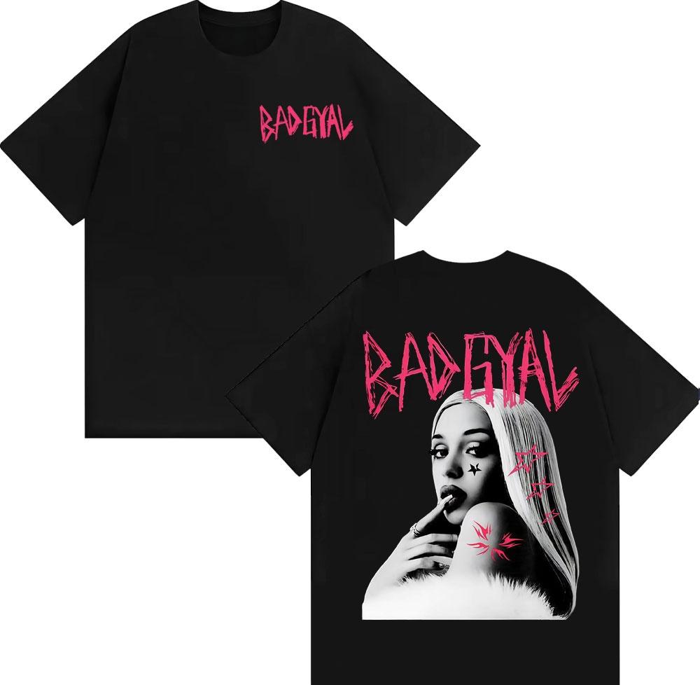 Singer Bad Gyal Album Graphic T-shirt Unisex's Women's Summer Cotton Y2K Clothing Breathable Hip Hop Round Neck Short Sleeve Top