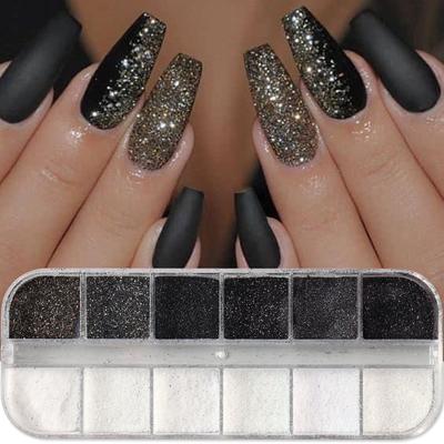 Nail Art Glitter, White Snow Dark Series Starlight Woolen Powder Mixed Nail Woolen Modeling Powder