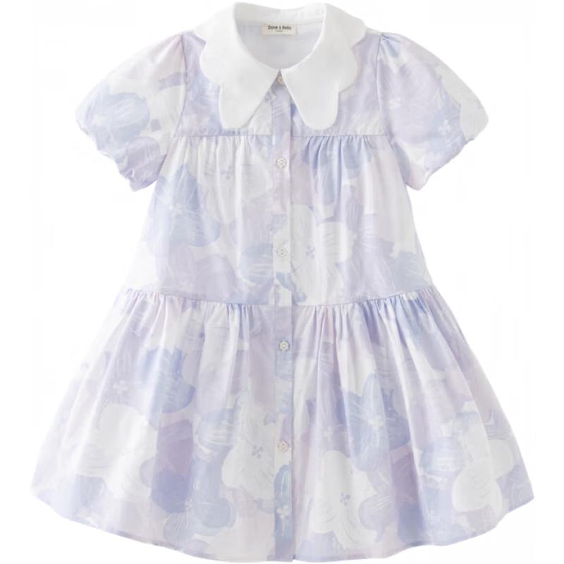 Dave & Bella Girls  Floral Print Summer Short Sleeve Dress 100cm
