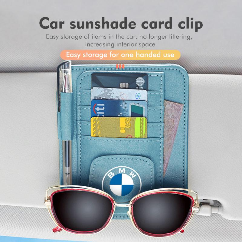 For BMW Car Sun Visor Storage Bag Sunglasses Organizer Holder Card Clip G30 G20 M3 M5 E91 E92 E93 E36 E70 X3 X4 X5 X1 E39 F30