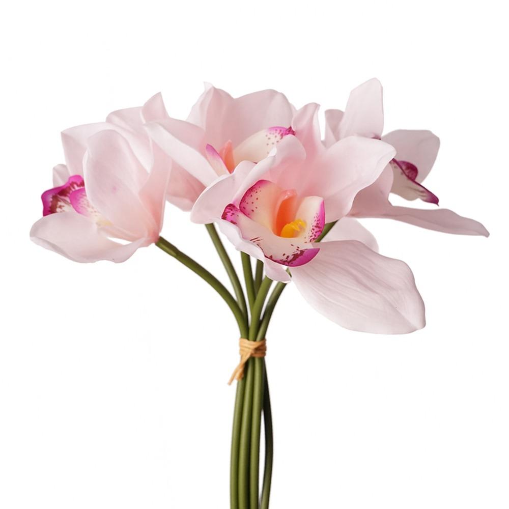 6 Головок Искусственные Букеты Орхидей Настольное Украшение Фото Реквизит Реалистичные Цветы Цимбидиума Реалистичный Дизайн Живописный Цветок