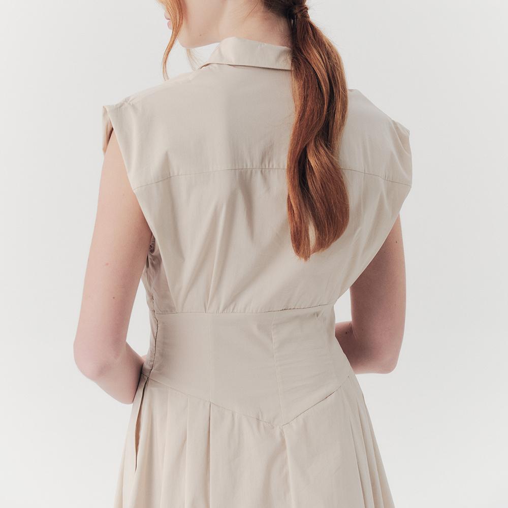 WEDNESDAY DELIGHT Wed_French Collar Shirts Dress_Beige