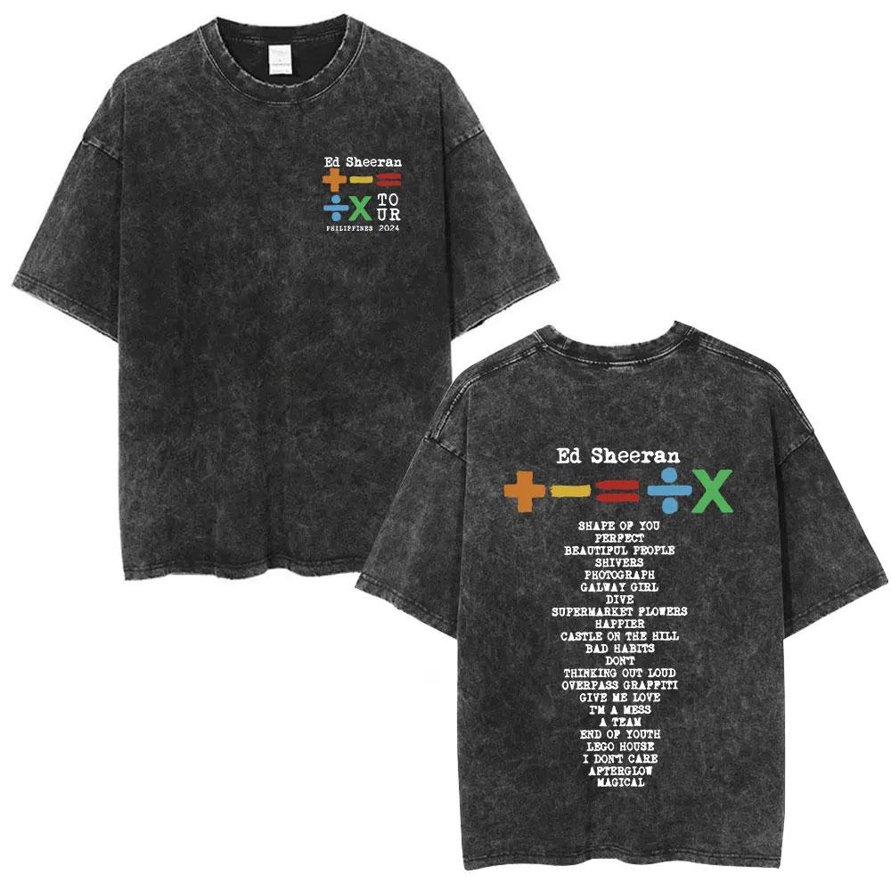 Ed Sheeran European Tour 2025 Vintage Washed T Shirts Mens Women Clothing Cotton Casual Short Sleeve Tshirt Fashion Tee Shirts
