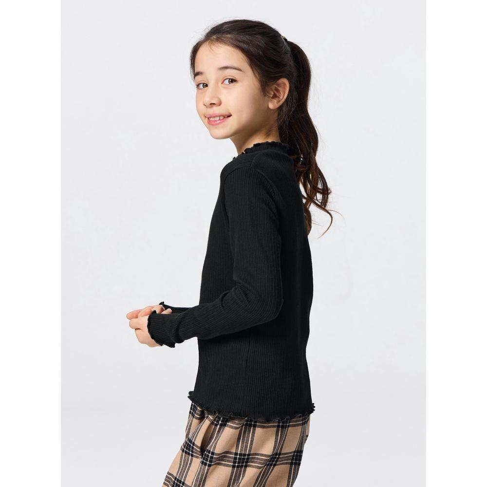 GU by Uniqlo Mädchen T-Shirt mit Stehkragen und langen Ärmeln 