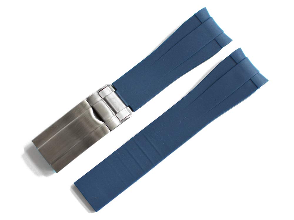 

[Import King Original] Watch Parts - Compatible with Rolex - Aftermarket Rubber Strap with Buckle - Blue Stainless Steel 20mm (Suitable for Daytona,