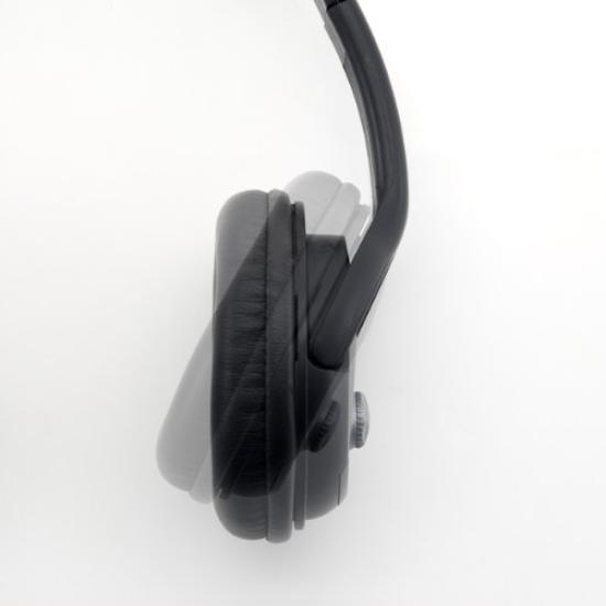 Sanwa Supply USB A Large Soft Ear Headset, Connection, Pads, Omnidirectional, Black, MM-HSUSB17BK