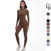 New Style Halter Zip Slim Fit Solid Color High Elastic Long Sleeve Yoga Suit Athletic Running Workout Bodysuit