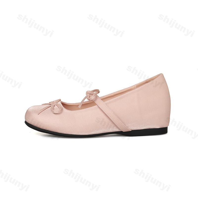 

Fashion Elegant Square Head Bow Designed Casual Mary Jane Shoes for Women 2025 Spring New Shallow Mouth Comfortable Chunky Single Shoes 35 розовый