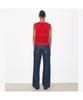 Tolibeochi Cotton And Nylon Mesh Top - Bright Red / White