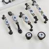 Nordic Style Blue Flower Ceramic Cabinet Pulls Non-slip Furniture Handles Knobs for Drawer Wardrobe Home Decor