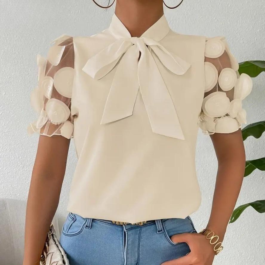 Women's Fashion Casual Summer Spring Solid Color Print Short Sleeve O-Neck Blouses & Shirts