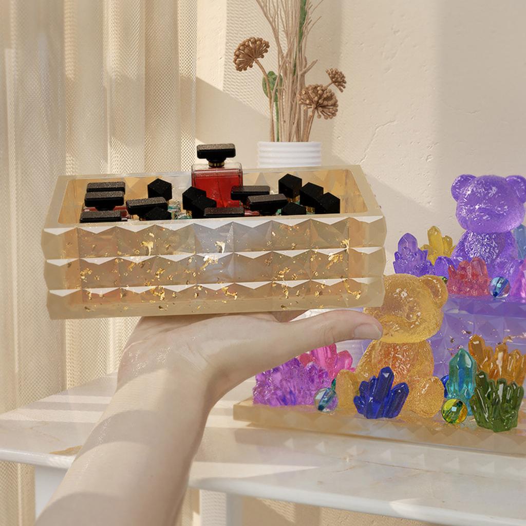 Diy Crystal Mold Square Rectangular Storage Box Mirror Silicone Mold with Lid Container Box Mould Home Decoration Tools