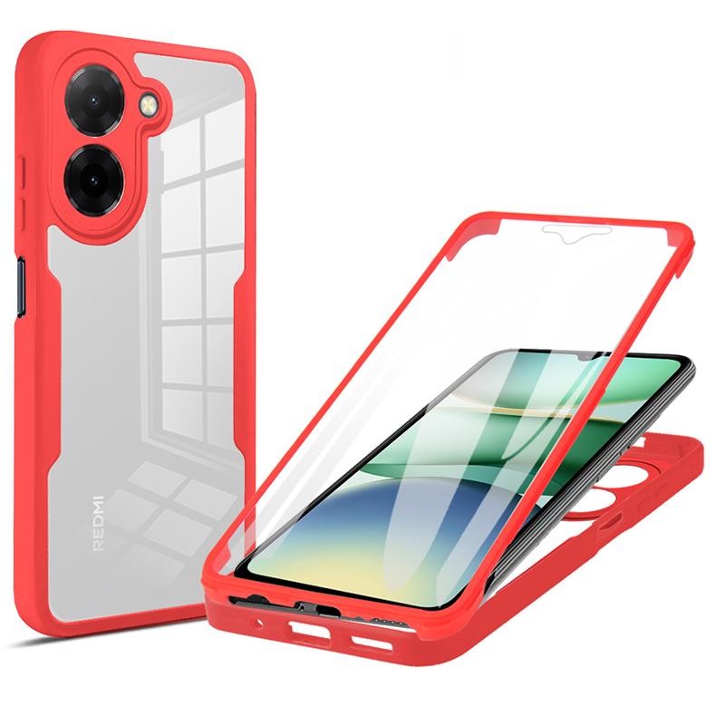 

Чохол 360 повного захисту для Xiaomi Redmi A5, Poco F7 Ultra, Poco F7 Pro Чохол з вбудованою захисною плівкою для екрана for Xiaomi Redmi A5 червоний