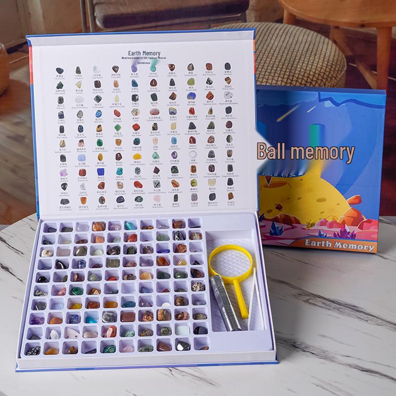 Earth Memory - 100 Raw Crystal Gemstones for Kids: Mineral Toy & Gift Set