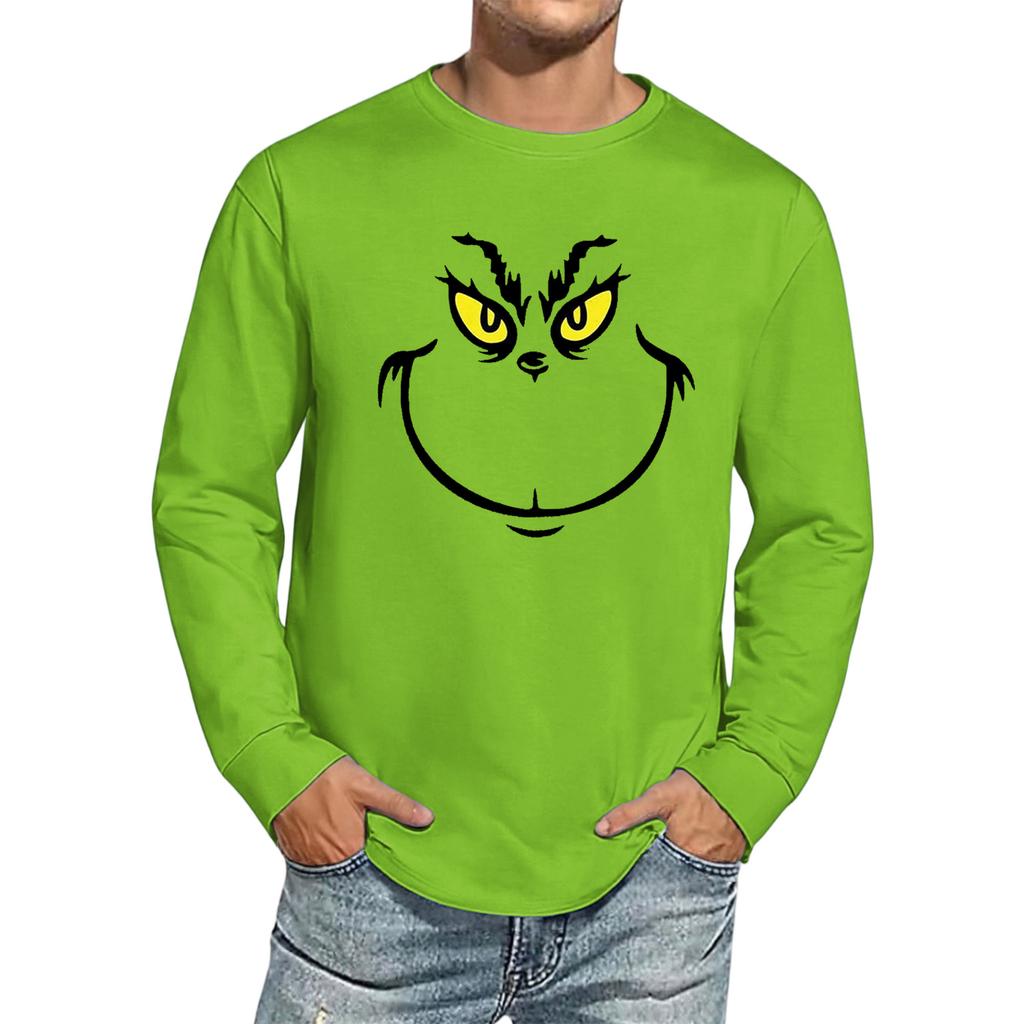 Men's Christmas Printed Imitation Cotton Long-sleeved Shirt