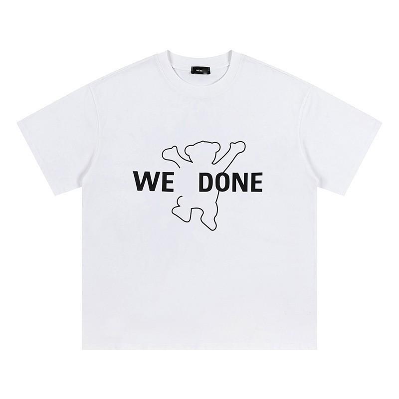 

WE1DONE Уличный тренд Танцующий медведь Повседневная парная футболка из плотного хлопка S белый