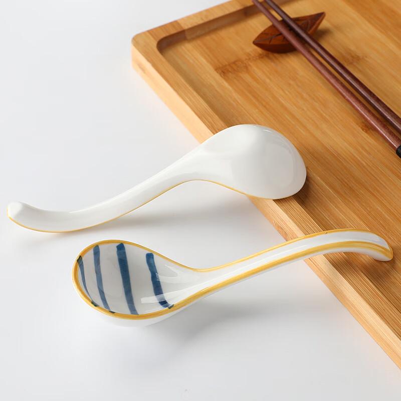 Japanese Ceramic Long Handle Soup Spoon