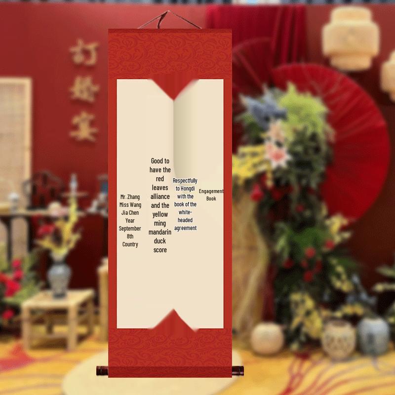 Customized Chinese-Inspired Wedding & Engagement Certificates: Ancient Style, Handwritten-Effect, Scroll-Design Decorations