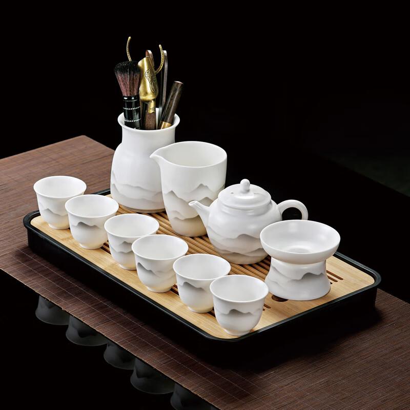 Lainuo Mutton-Fat Jade Porcelain Tea Set (10-Piece)