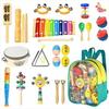 Children's Orff Percussion Set - Tambourine, Sticks & Bells for Kindergarten Music Education