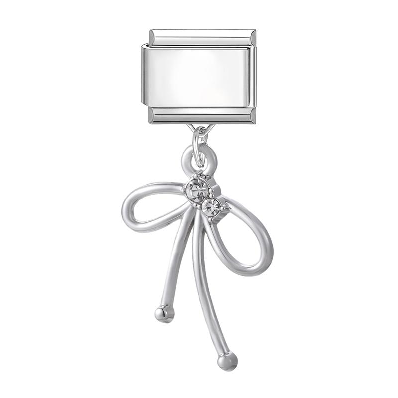 New Bow Crown Butterfly Heart Key Cherry Pendant Italian Charm Link Stainless Steel Fit 9MM Bracelet Women Men DIY Making Gifts