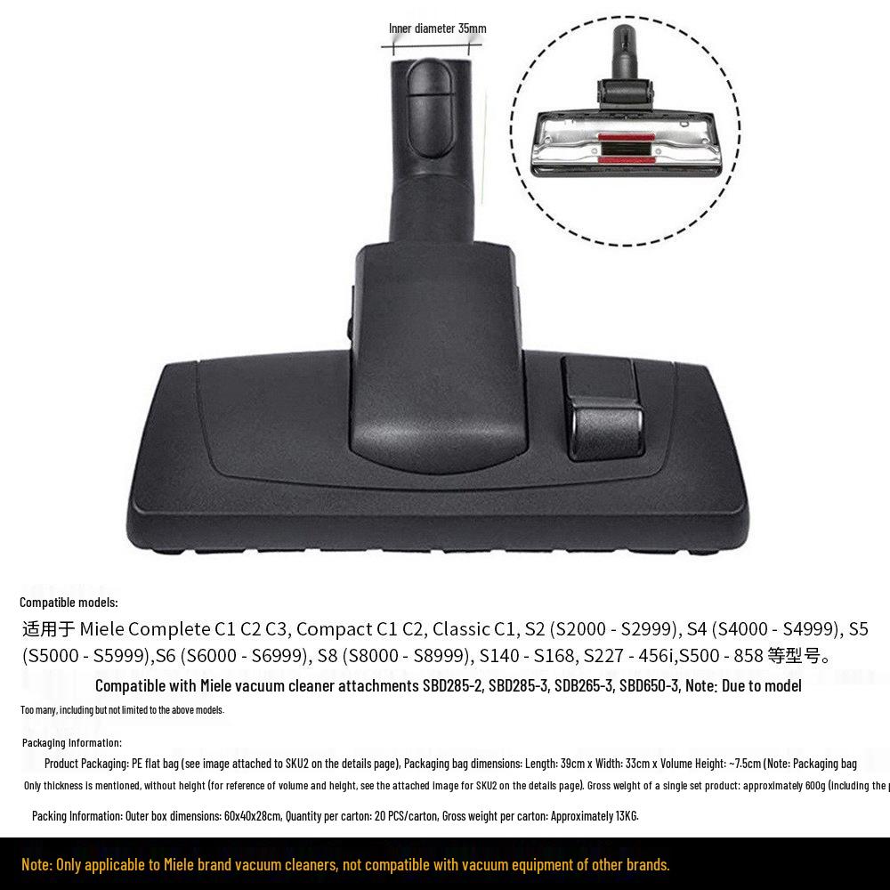 Compatible Miele Vacuum Cleaner Floor Brush Nozzle for S1/S2/S4/S5/S6/S8 Models