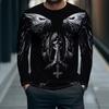 Men's Autumn and Winter 3D Printed Crew Neck Long Sleeve T-Shirt Fashion Versatile Trend Breathable Casual