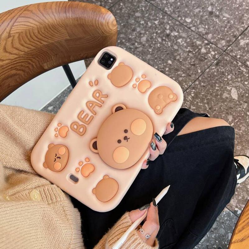 Cute Cartoon bear Case for iPad Pro 11 inch 2022 2021 2020 Silicone Tablet Cover Stand For iPad 9.7 5th 6th 10.2 9th 8th 7th 10 10th ipad mini Funda
