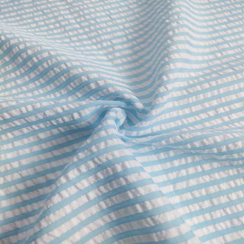 Thin Seersucker Plaid Fabrics By Meters for Summer Clothes Dress T-shirts Shirt Sewing Strip Needlework Soft Cloth Red Pink Blue