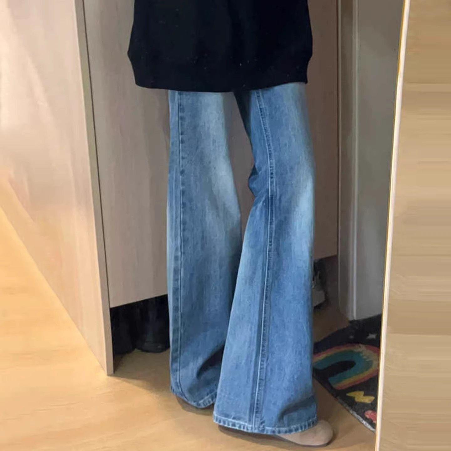 2026 Spring High-Waisted Retro Micro-Flare Jeans for Women - Loose, Flattering & Trendy for Petite Sizes L