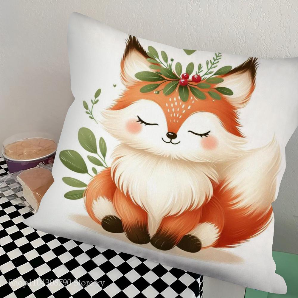 1pc Flower Fox Pillow Case Square Bedroom Sofa Leisure Comfort Cushion Car Living Room Home Decoration