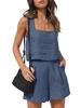 New Women's Outwear Set Linen Shorts Sleeveless Top Vest