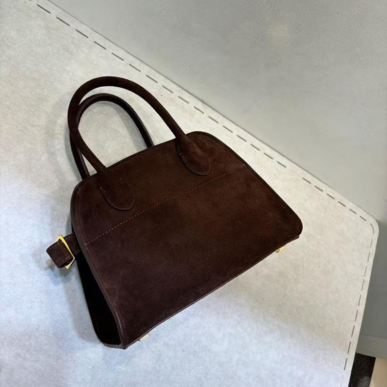 New Retro Suede Matte Cowhide Tote Bag Single Shoulder Fashionable Versatile Commuter Large Capacity Leather Tote Bag