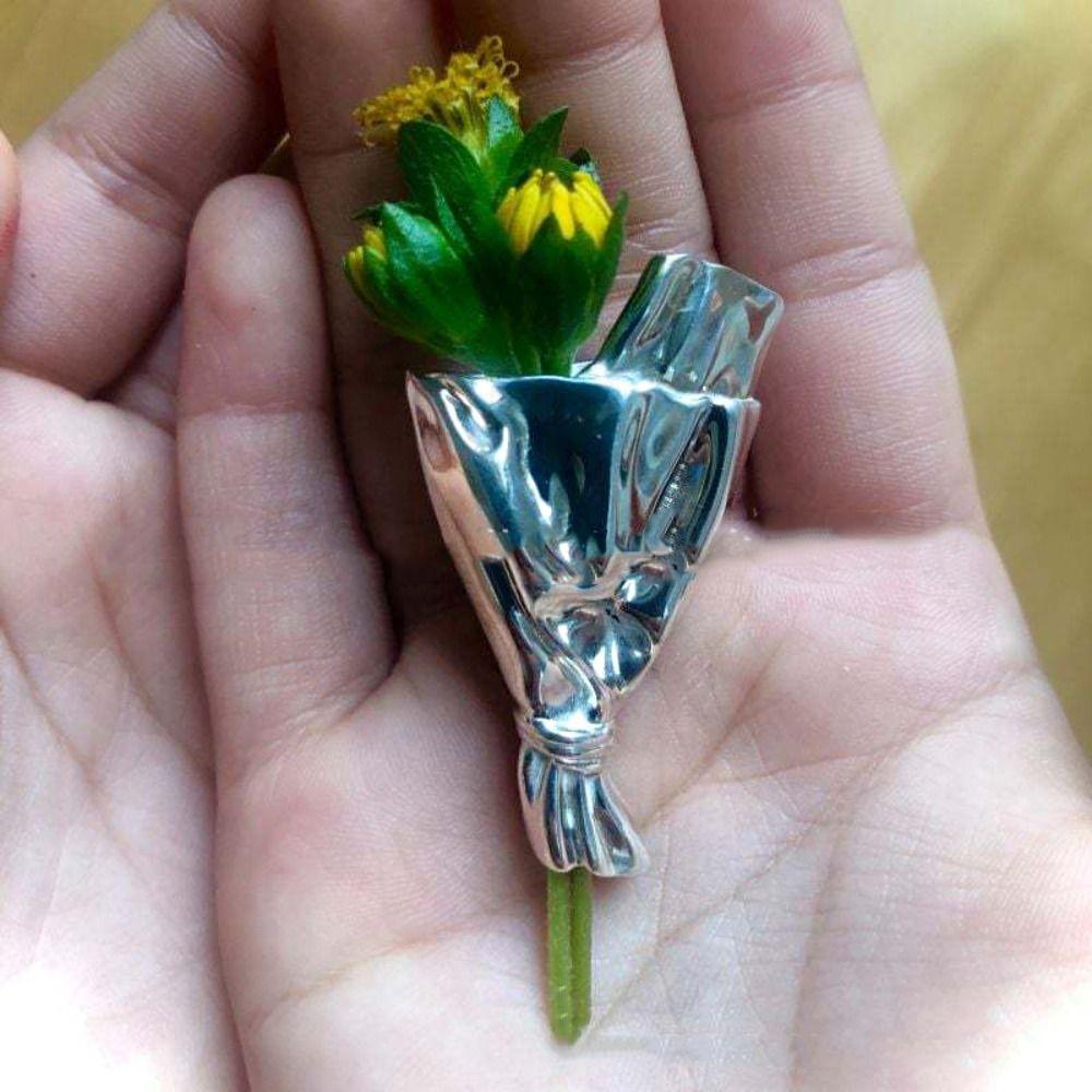 Silver Wearable Flower Bouquet Clip Zinc Zinc Alloy Gold Brooch Personality Flower Brooch  Gift