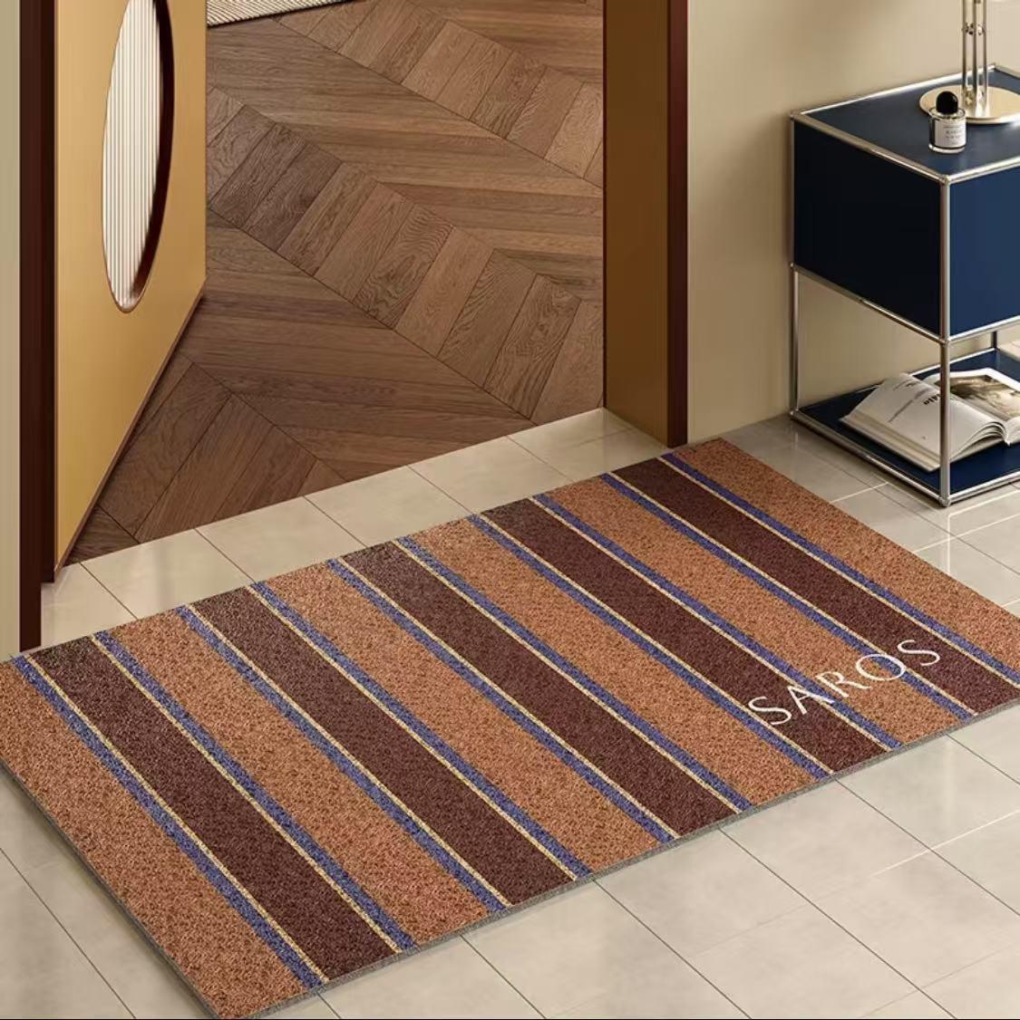 Stripe Coir Door Mat: Non-slip, Wear-Resistant, Dirt-Resistant, Cuttable Entrance Mat for Home and Hallway 40×60cm