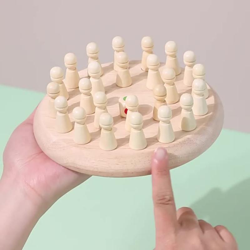 1 Set Streichholzfarben-Memory-Matching-Puzzles Eltern-Kind-Interaktion Lernspielzeug Holz-Memory-Schachbrettspiel für Kinder