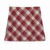 Women's 2025 Retro High-Waist Wool Blend Plaid Mini Skirt - Petite Bodycon A-Line for Autumn/Winter
