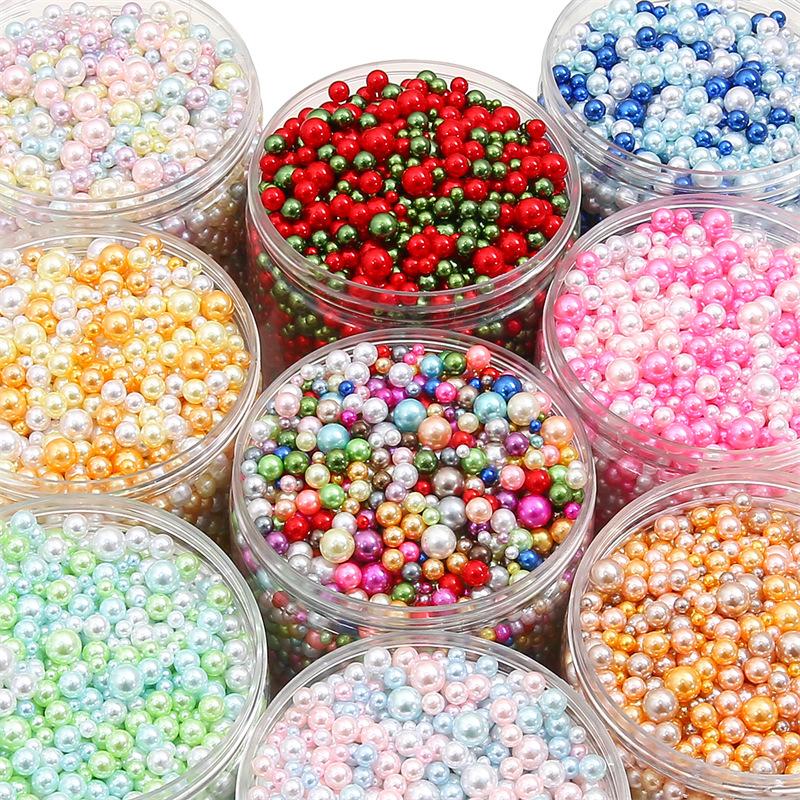 Abs Non-Porous Pearl Plated Colored Round Beads Loose Beads Beaded Handmade Diy Vanity Box Clothing Jewelry Decorative Materials