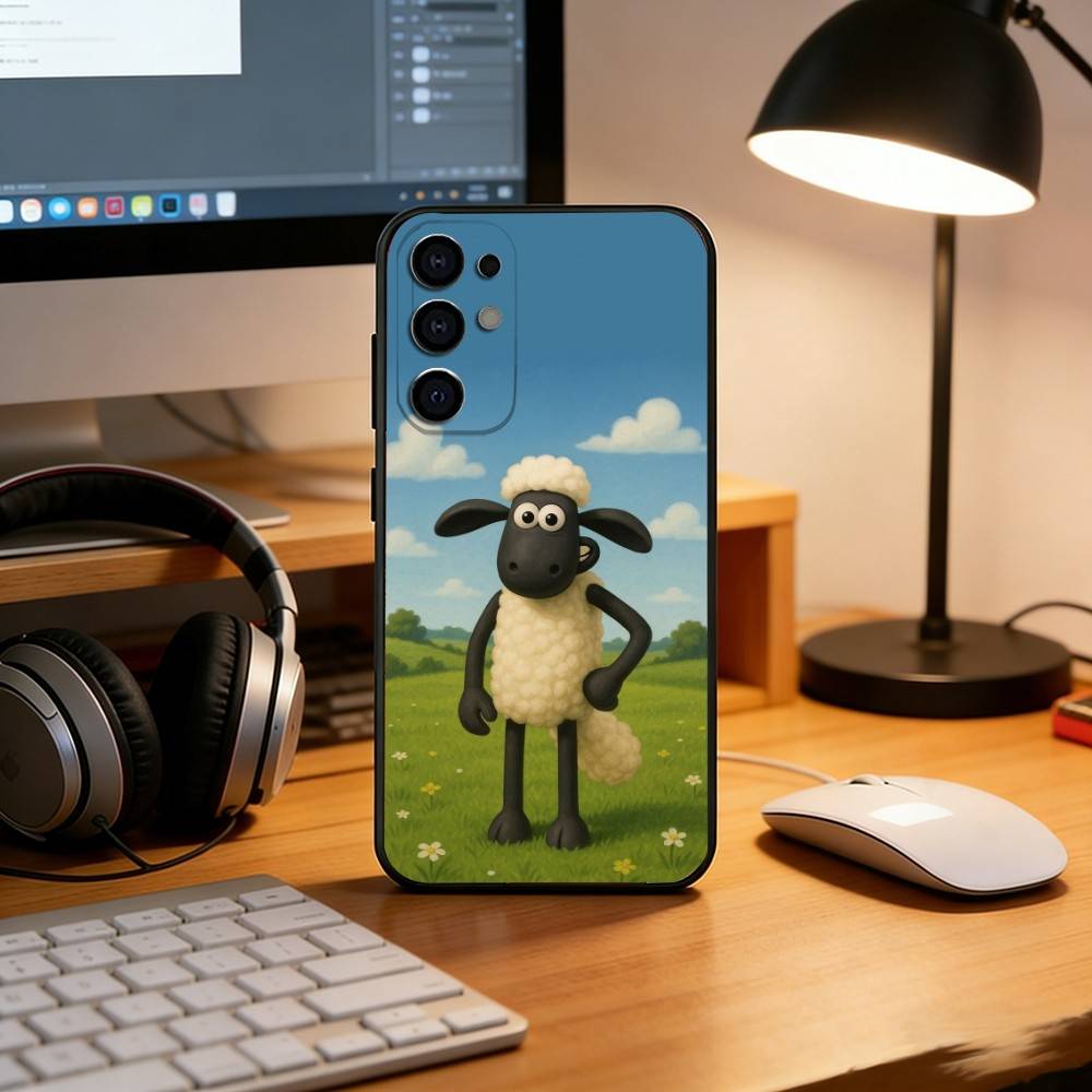 Shaun the Sheep Phone Case For Samsung S25,S24,S21,S22,S23,S30,Ultra,S20,Plus,Fe,Soft Silicone Black Cover