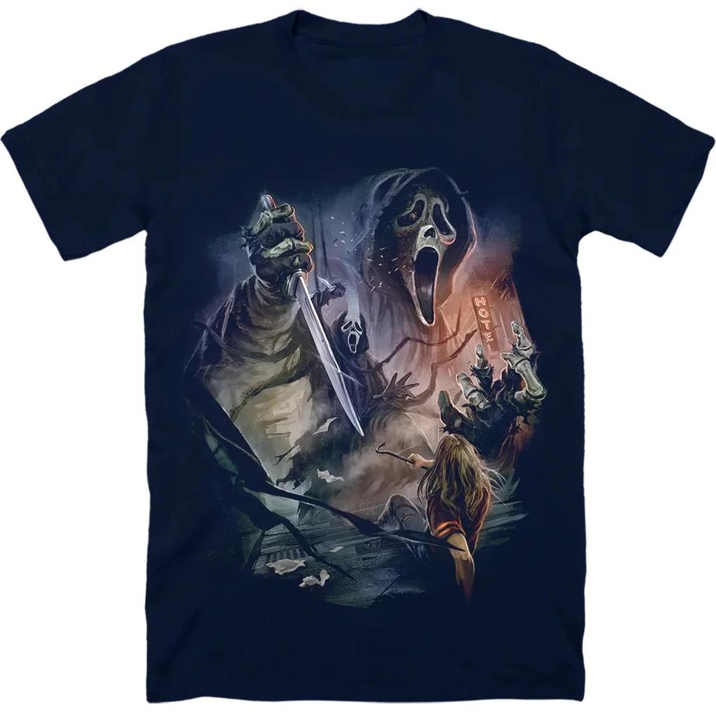 Scream Movie Ghost Face T-shirt for Men and Women Summer Pure Cotton Clothing Fashion Gothic Short Sleeved T-shirt Unisex