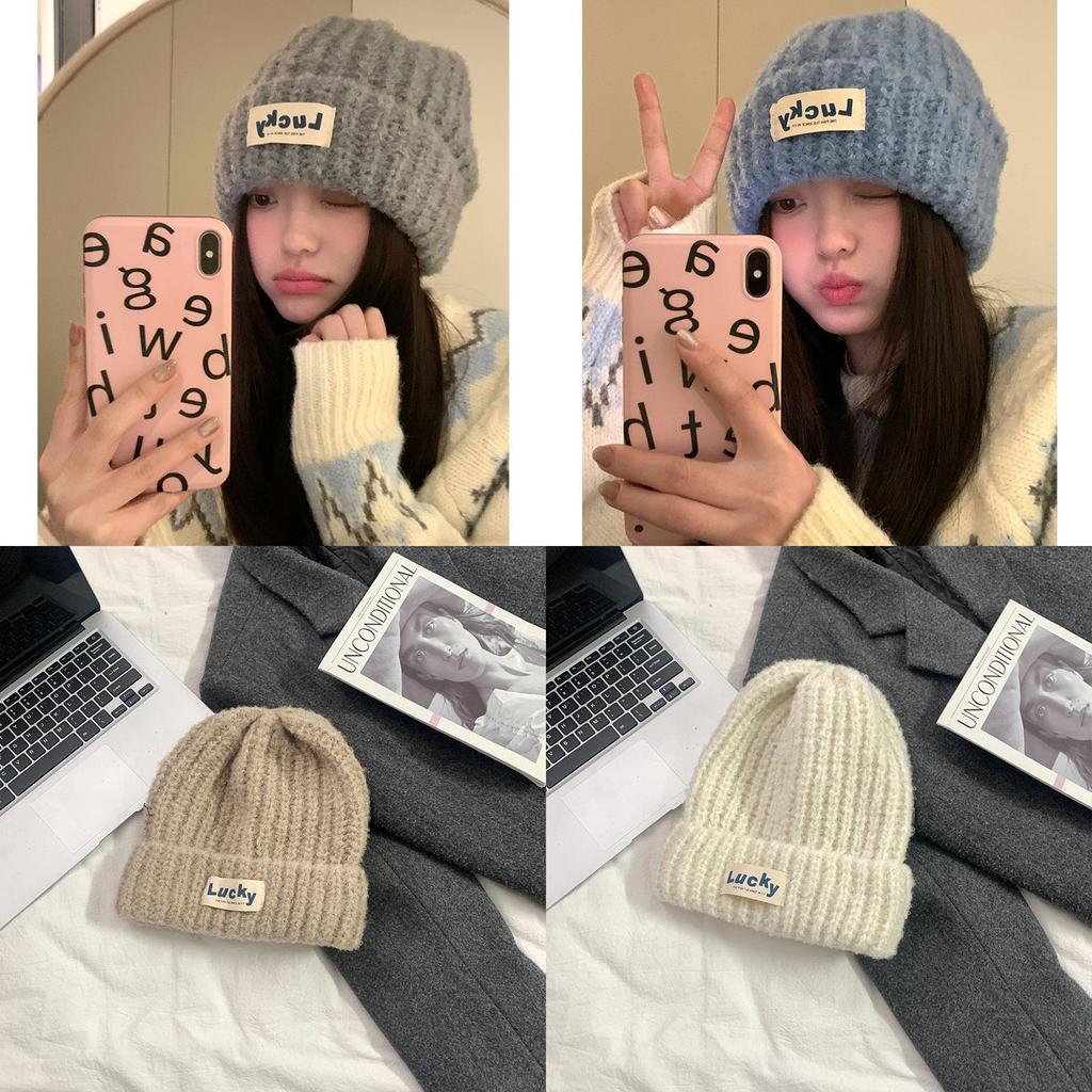 Knitted Beanie Hat For Women With Letters Warm Winter Casual Chic Style