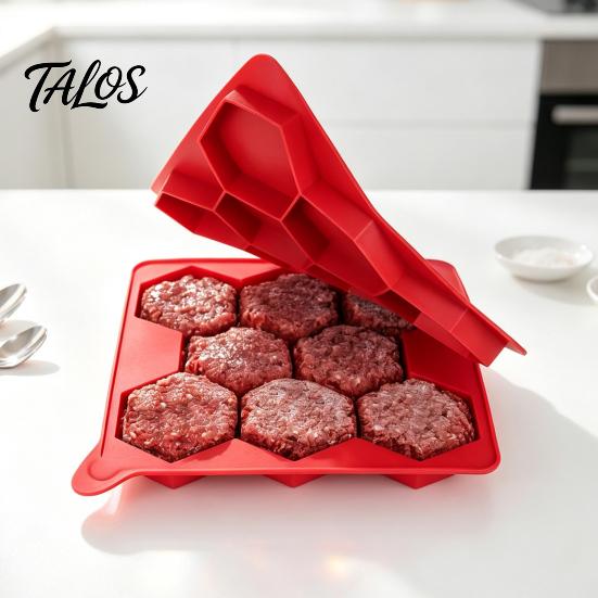 Versatile Baking Equipment 8 Cavity Silicone Hamburger Patty Maker, Burger Press Mold, Food‑Grade Non‑Stick Ground Beef Reusable Food Grade