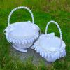 Elegant White And Gold Wedding Decorative Basket For Bridal Ceremonies Parties Decors Durable Fabric Storage Container