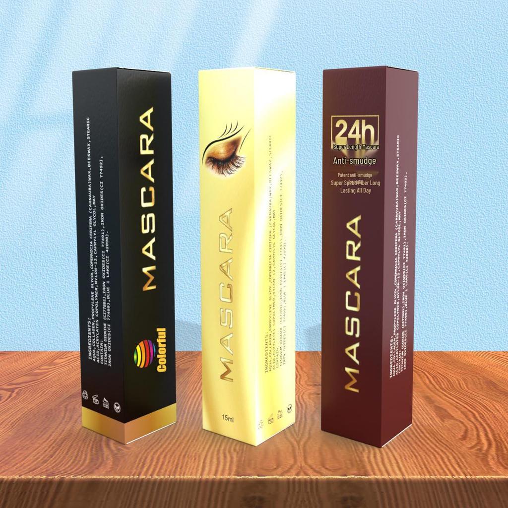 Custom White Card Paper Packaging for Mascara, Brushes, Lipsticks, and Small Powders - Color Printed Boxes Available